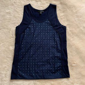 NWOT J. Crew Inset Embellished Tank Top Navy XS